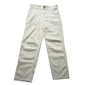 Pilcro Corduroy Pants Womens 26 White Cropped Straight Leg Utility Pockets